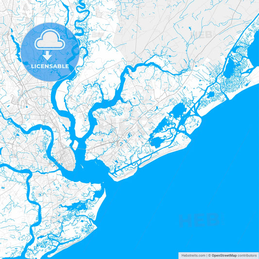 Rich detailed vector map of Mount Pleasant, South Carolina, USA