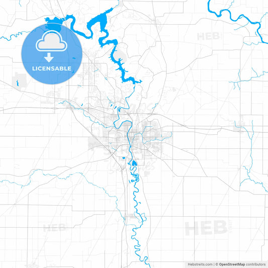 Rich detailed vector map of Iowa City, Iowa, USA