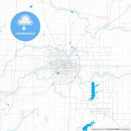 Rich detailed vector map of Muncie, Indiana, USA