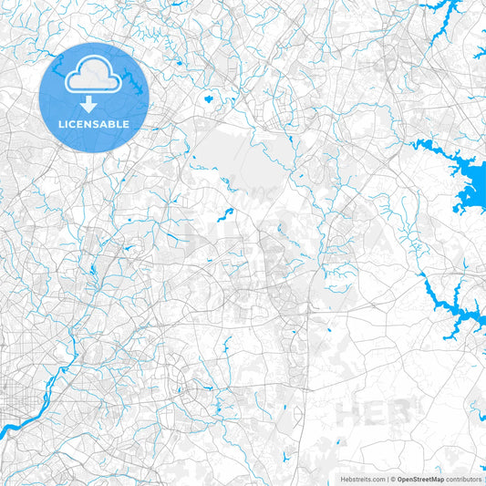 Rich detailed vector map of Bowie, Maryland, USA