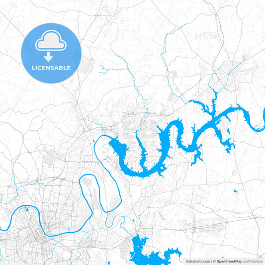 Rich detailed vector map of Hendersonville, Tennessee, USA