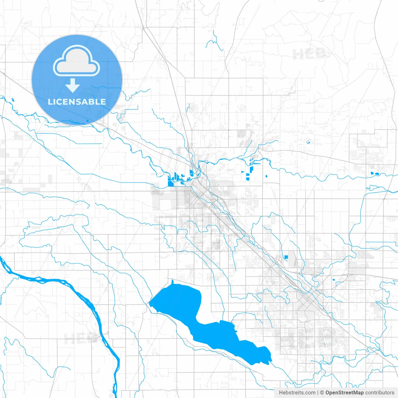 Rich detailed vector map of Caldwell, Idaho, United States of America