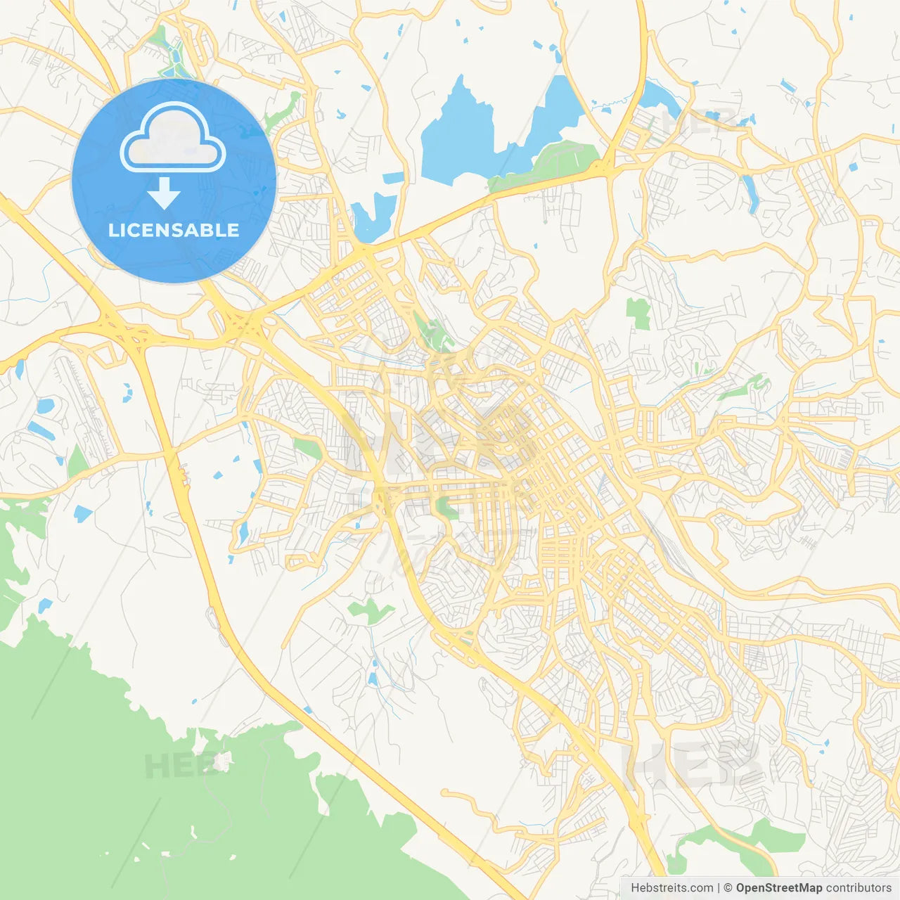 Printable street map of Jundiai, Brazil