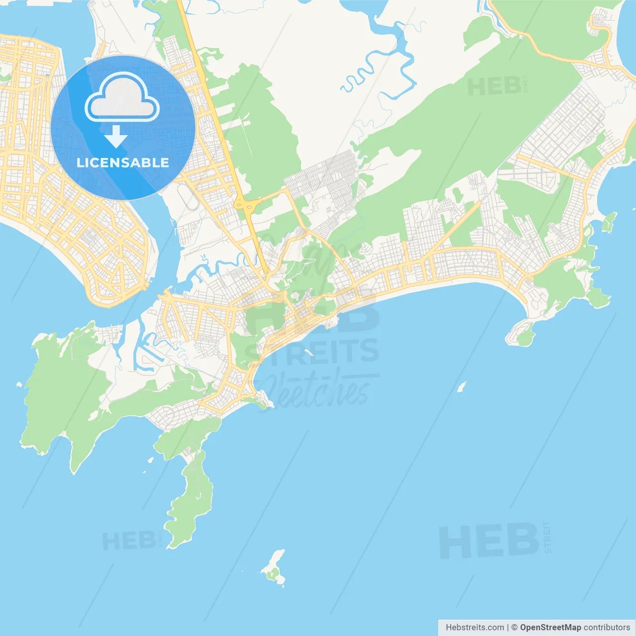 Printable street map of Guaruja, Brazil