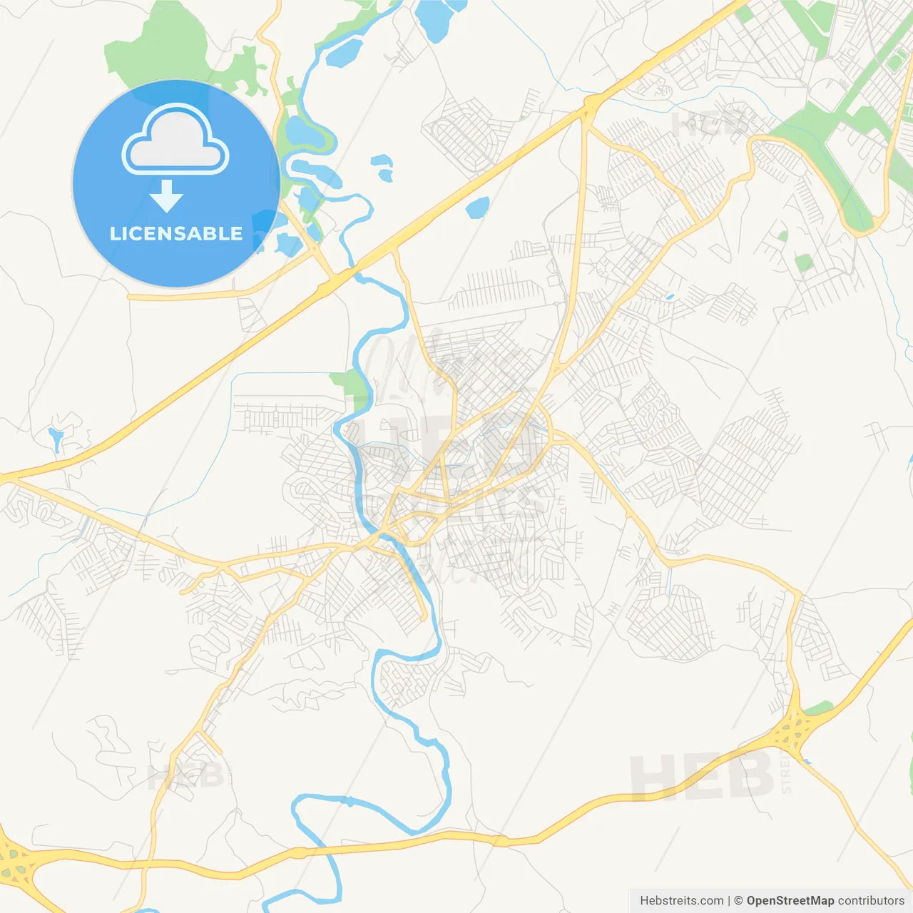 Printable street map of Jacarei, Brazil