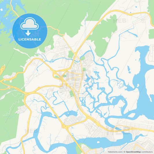 Printable street map of Cubatao, Brazil