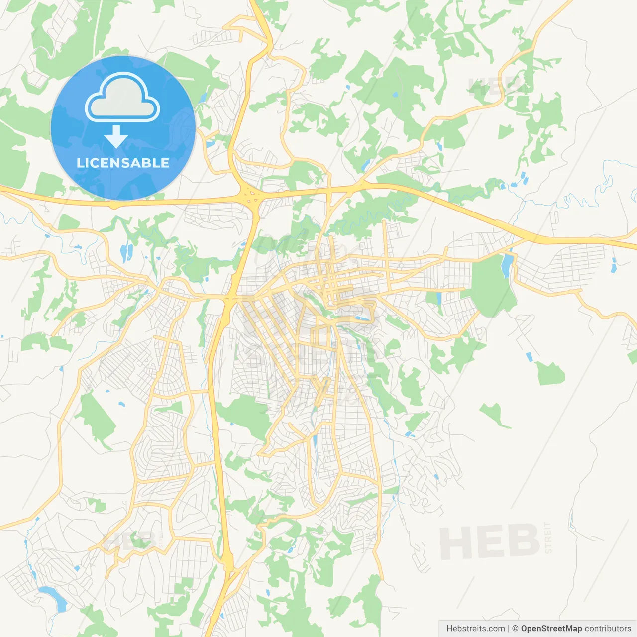 Printable street map of Atibaia, Brazil