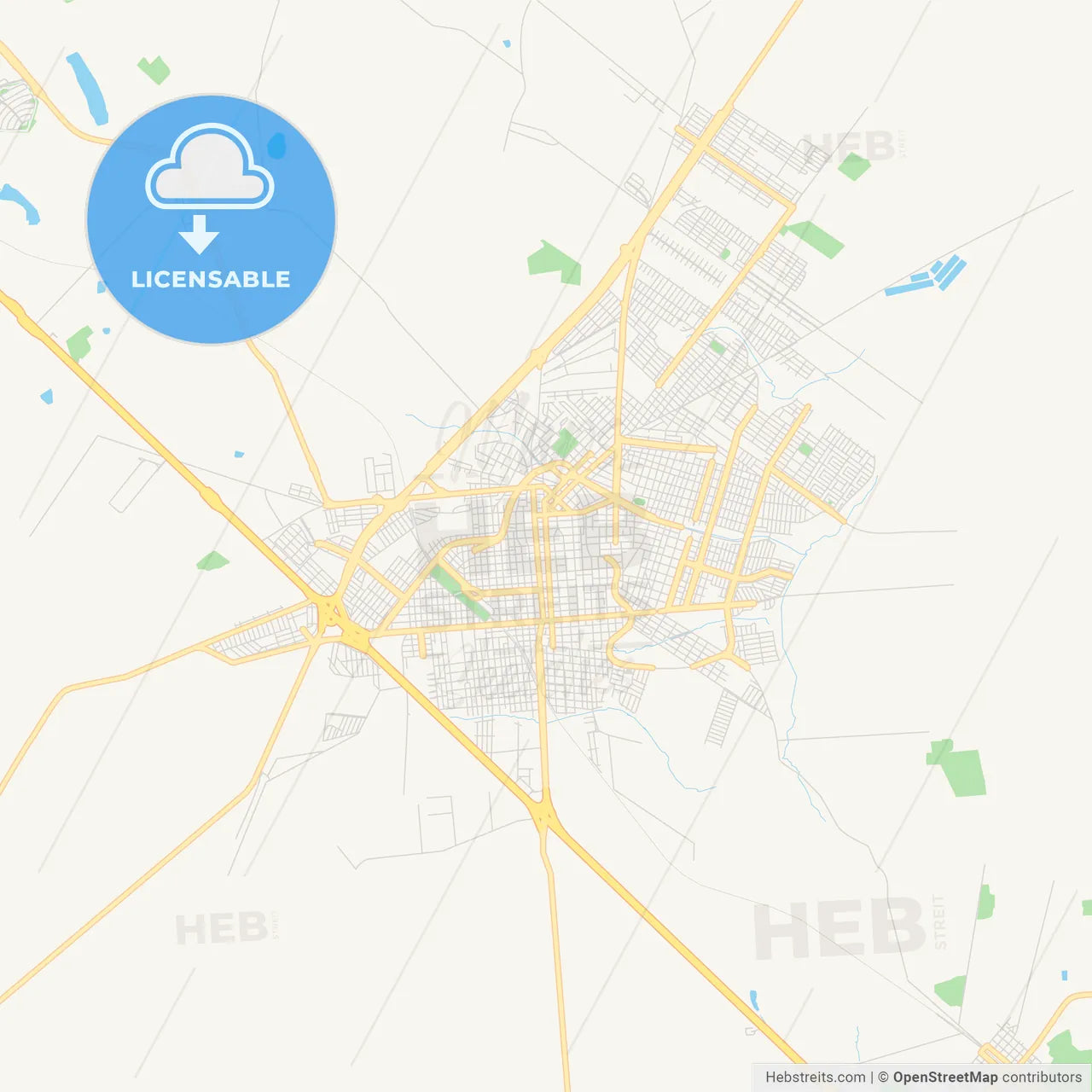 Printable street map of Birigui, Brazil