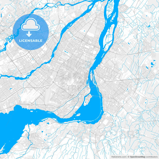 Rich detailed vector map of Montreal, Quebec, Canada