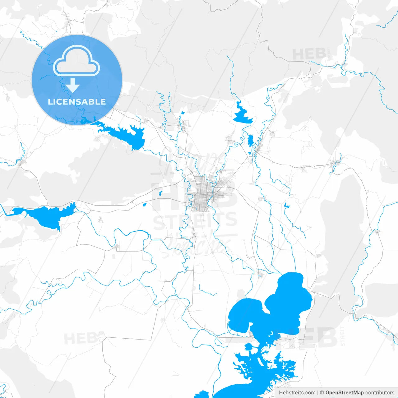 Rich detailed vector map of Guantánamo, Guantánamo, Cuba