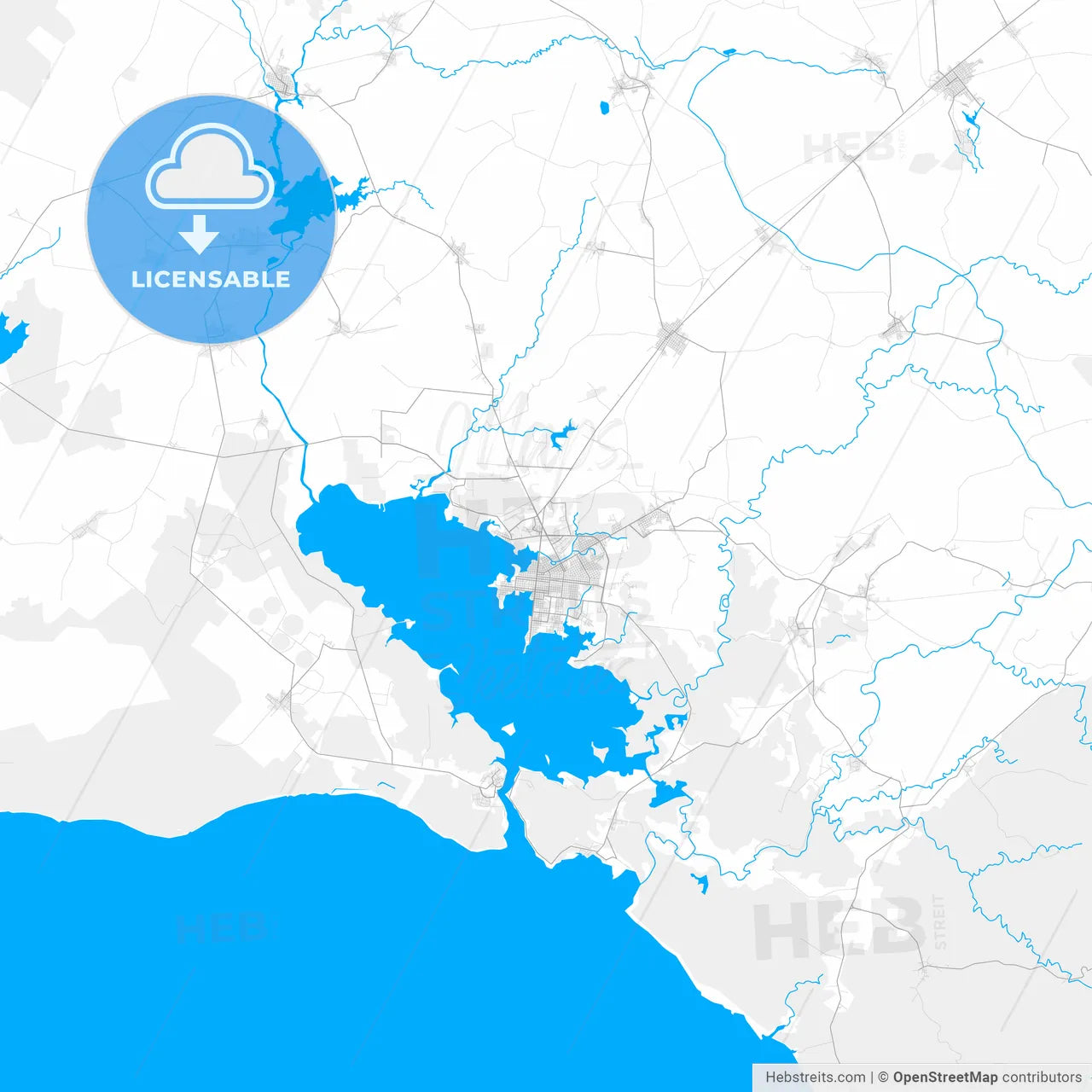 Rich detailed vector map of Cienfuegos, Cienfuegos, Cuba