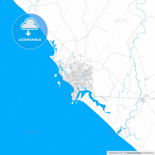 Rich detailed vector map of Mazatlán, Sinaloa, Mexico