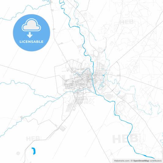 Rich detailed vector map of Piedras Negras, Coahuila, Mexico