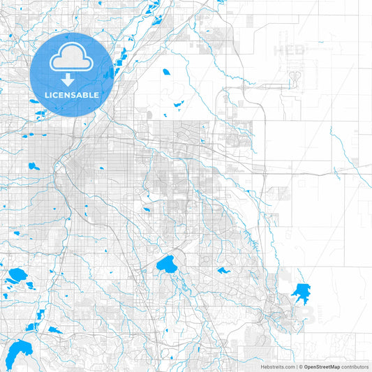 Rich detailed vector map of Aurora, Colorado, U.S.A.