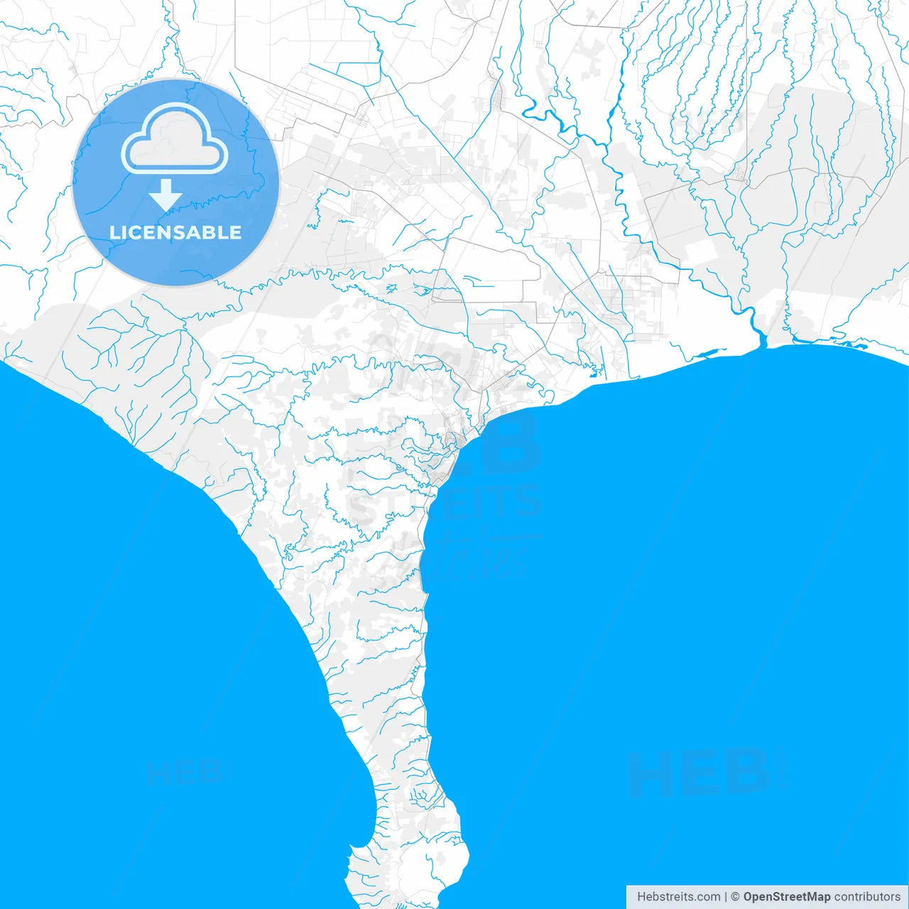 Rich detailed vector map of Puerto Armuelles, Chiriquí, Panama