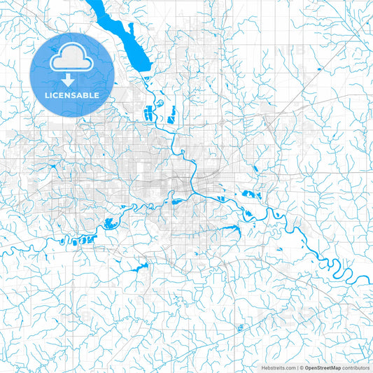 Rich detailed vector map of Des Moines, Iowa, USA