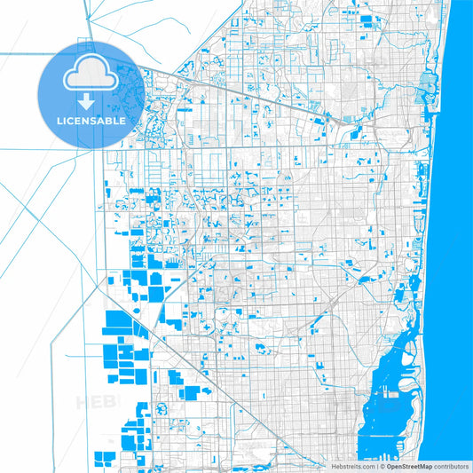 Rich detailed vector map of Miramar, Florida, USA