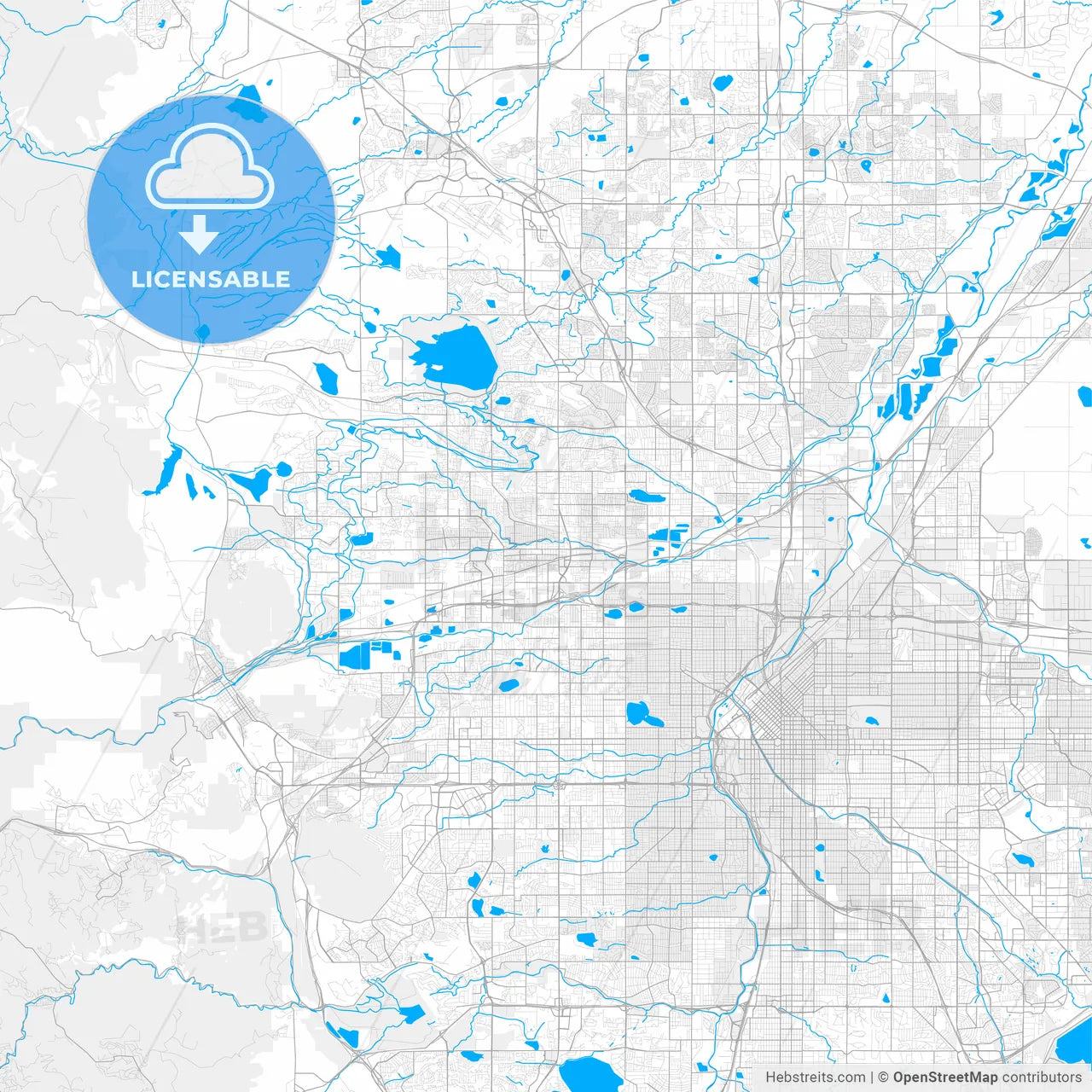 Rich detailed vector map of Arvada, Colorado, USA