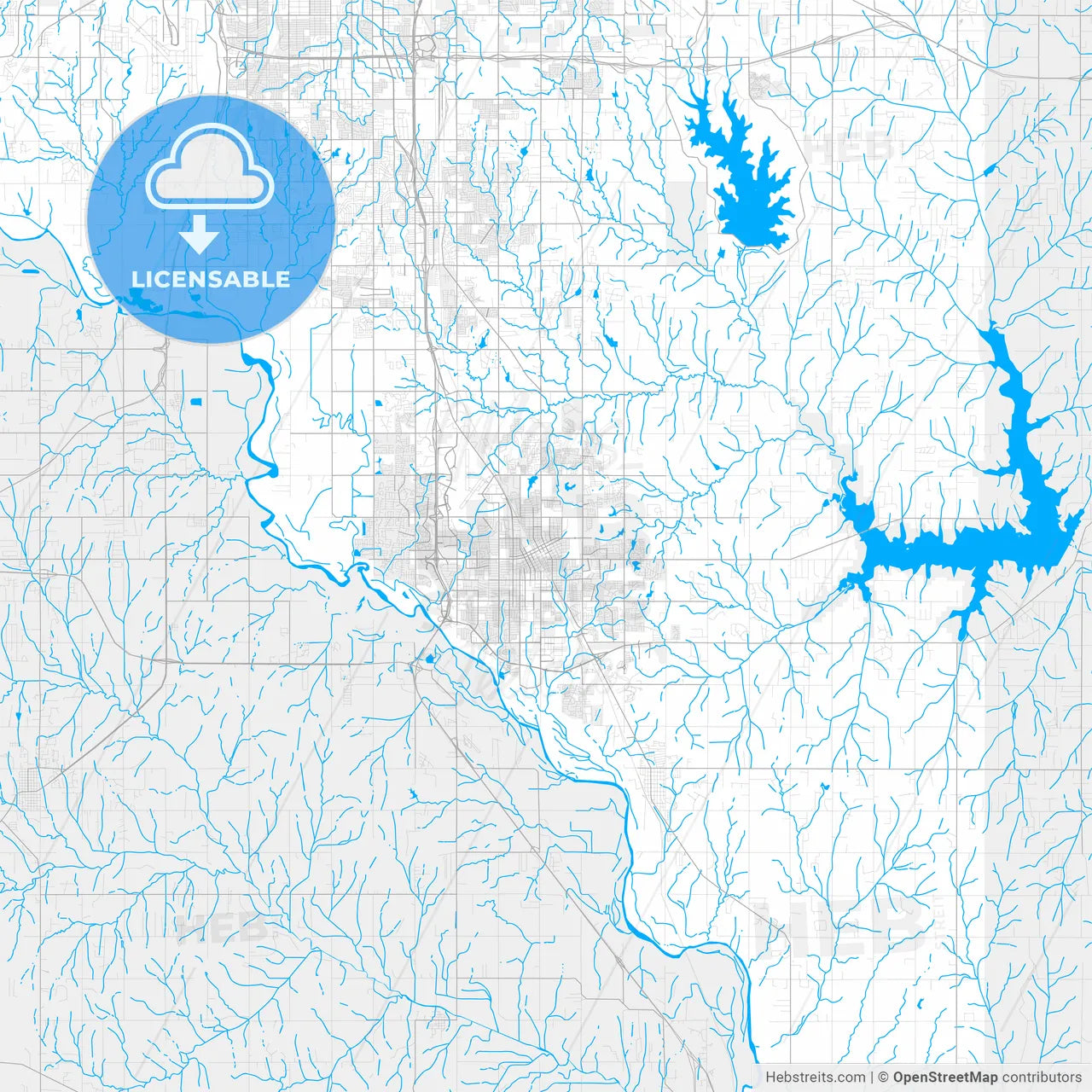 Rich detailed vector map of Norman, Oklahoma, USA