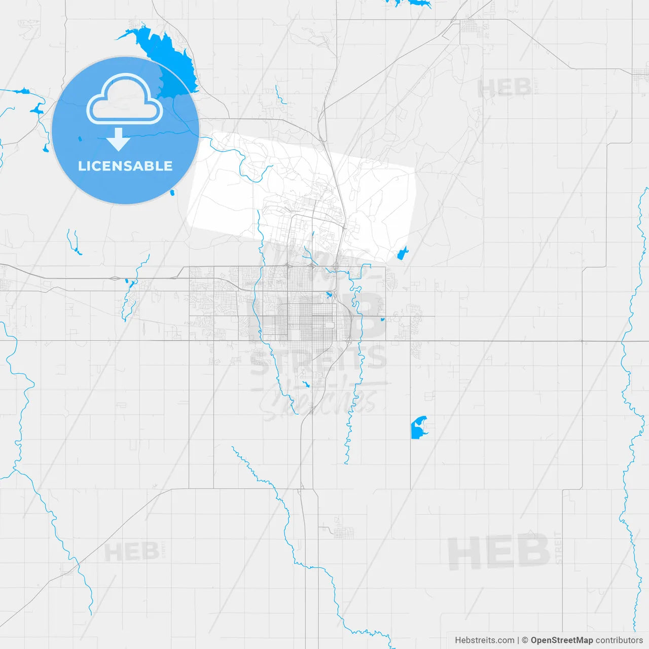 Rich detailed vector map of Lawton, Oklahoma, USA