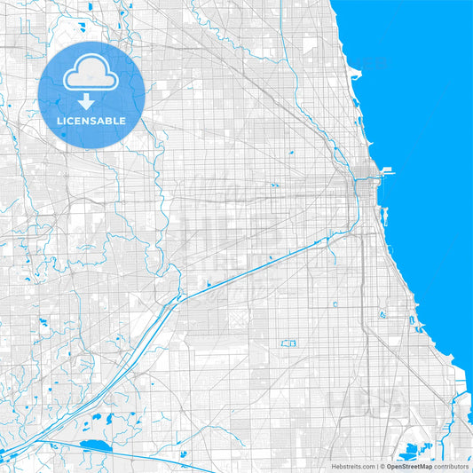 Rich detailed vector map of Cicero, Illinois, USA
