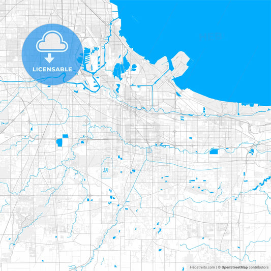 Rich detailed vector map of Hammond, Indiana, USA
