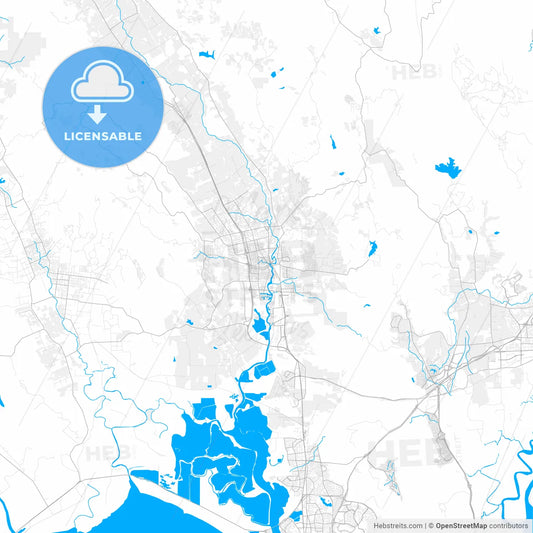 Rich detailed vector map of Napa, California, USA