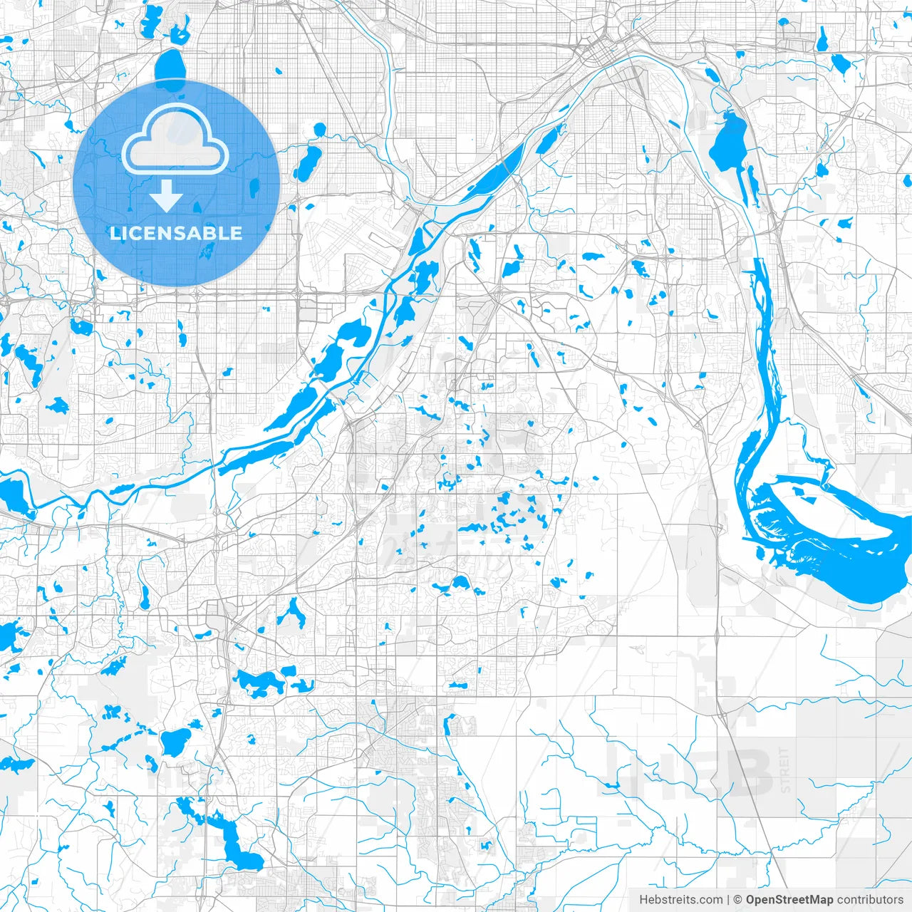 Rich detailed vector map of Eagan, Minnesota, USA