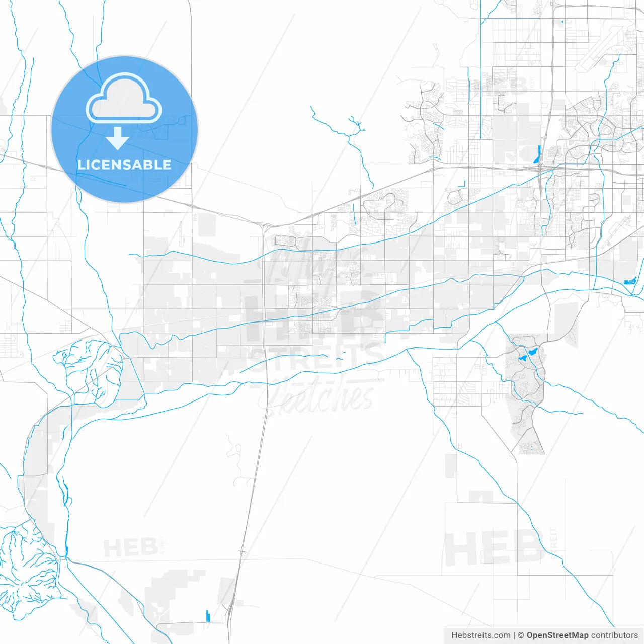 Rich detailed vector map of Buckeye, Arizona, USA