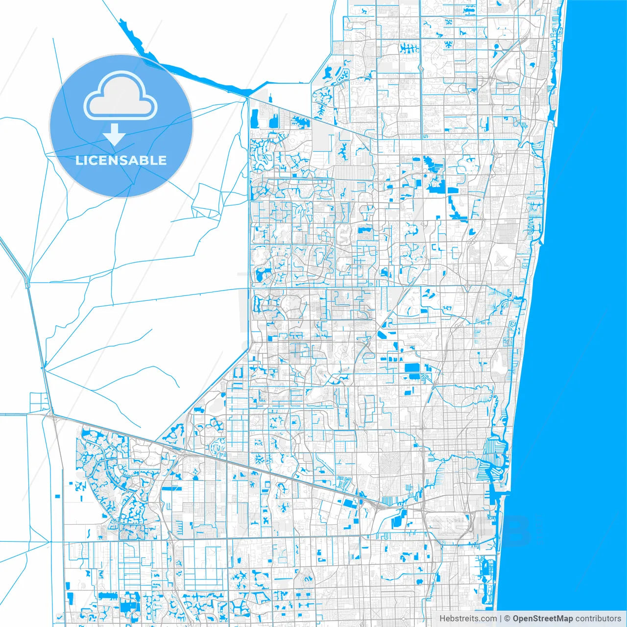 Rich detailed vector map of Jupiter, Florida, USA