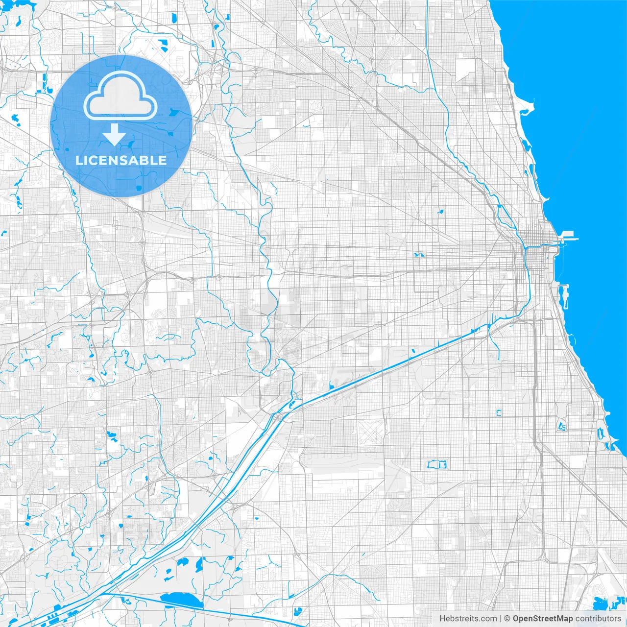 Rich detailed vector map of Berwyn, Illinois, USA