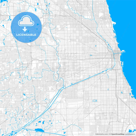 Rich detailed vector map of Berwyn, Illinois, USA
