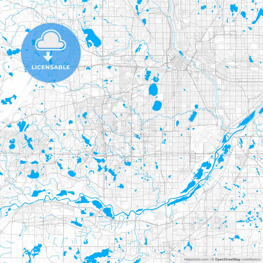 Rich detailed vector map of Edina, Minnesota, United States of America