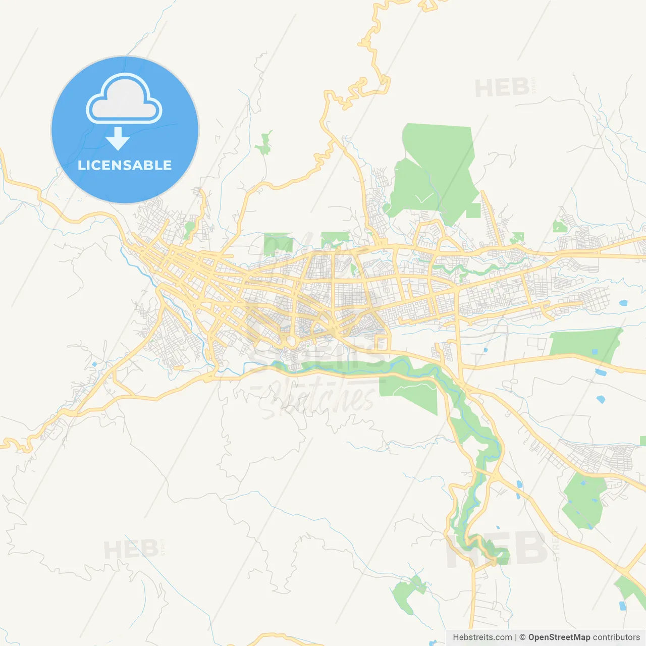 Printable street map of Ibague, Colombia
