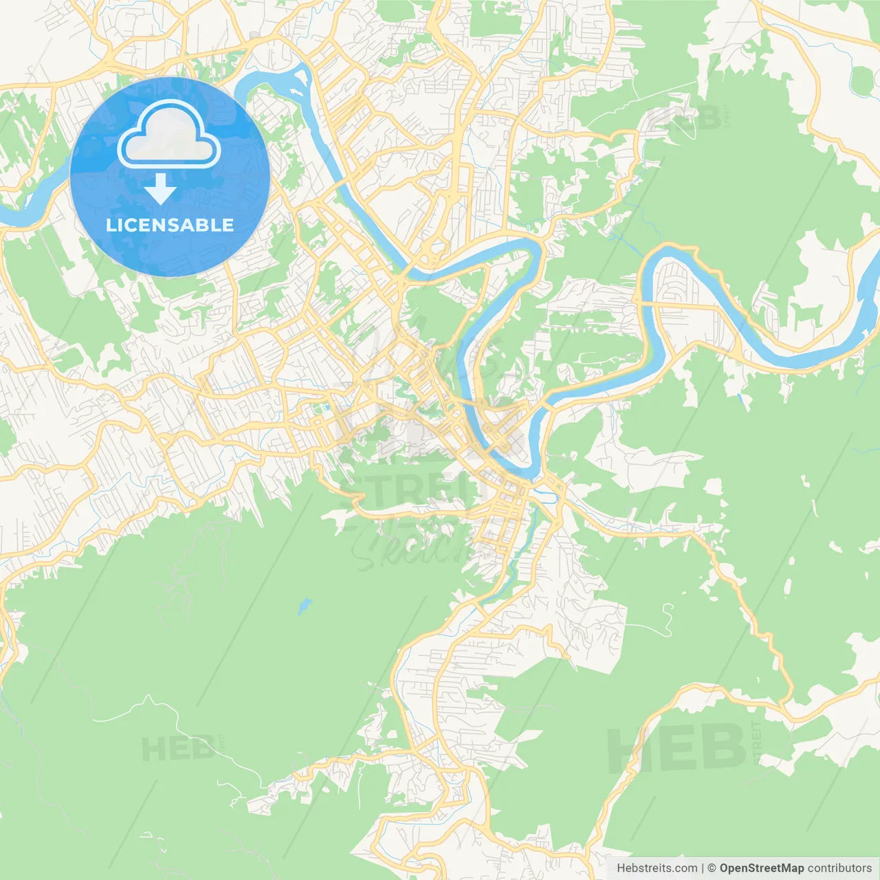 Printable street map of Blumenau, Brazil