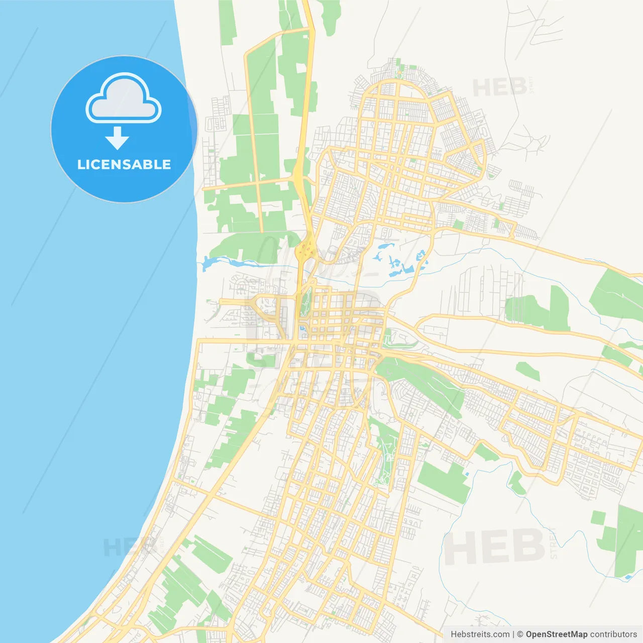 Printable street map of La Serena, Chile