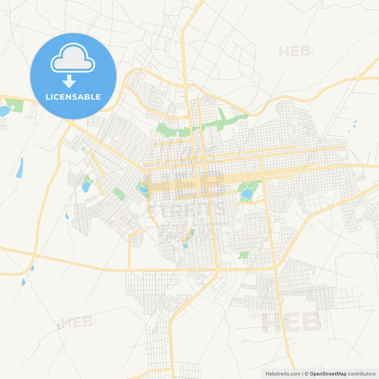 Printable street map of Dourados, Brazil
