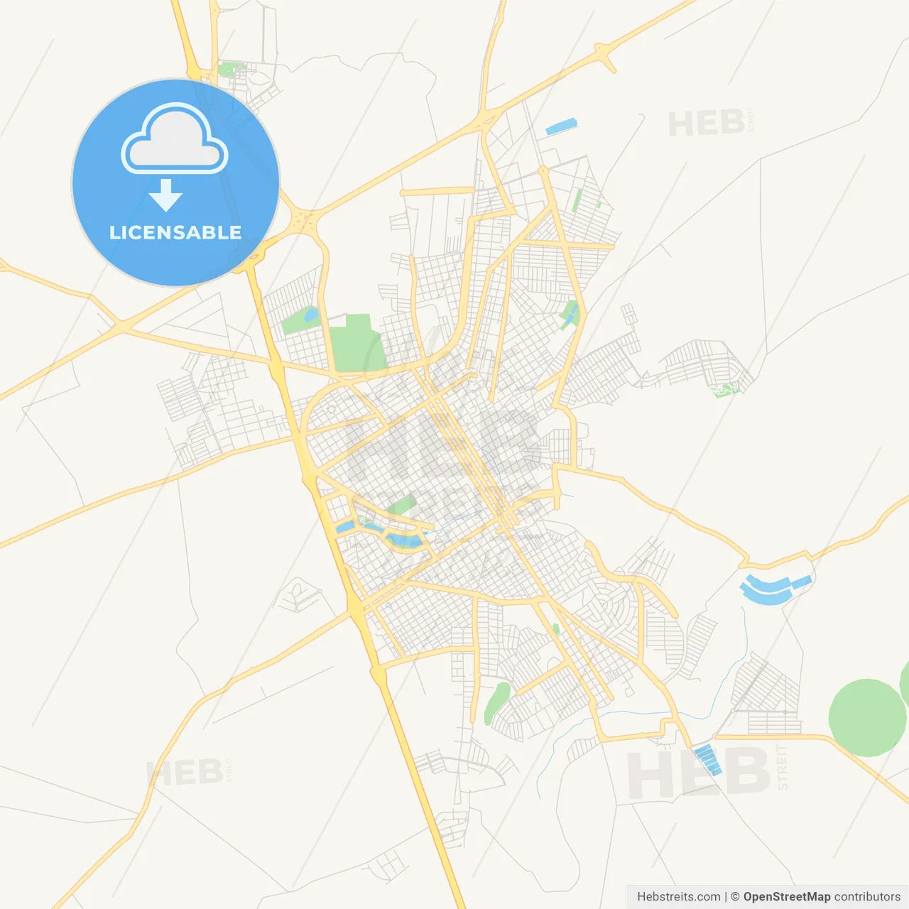 Printable street map of Barretos, Brazil