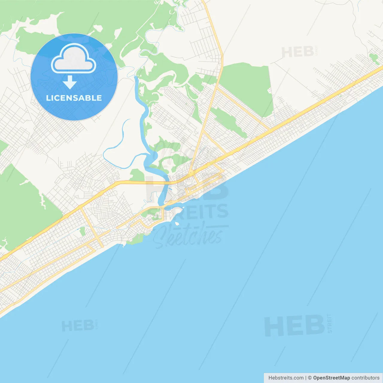 Printable street map of Itanhaem, Brazil