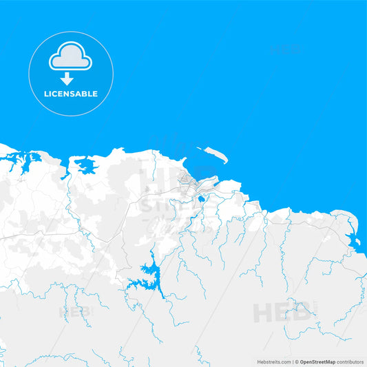 Rich detailed vector map of Moa, Holguín, Cuba