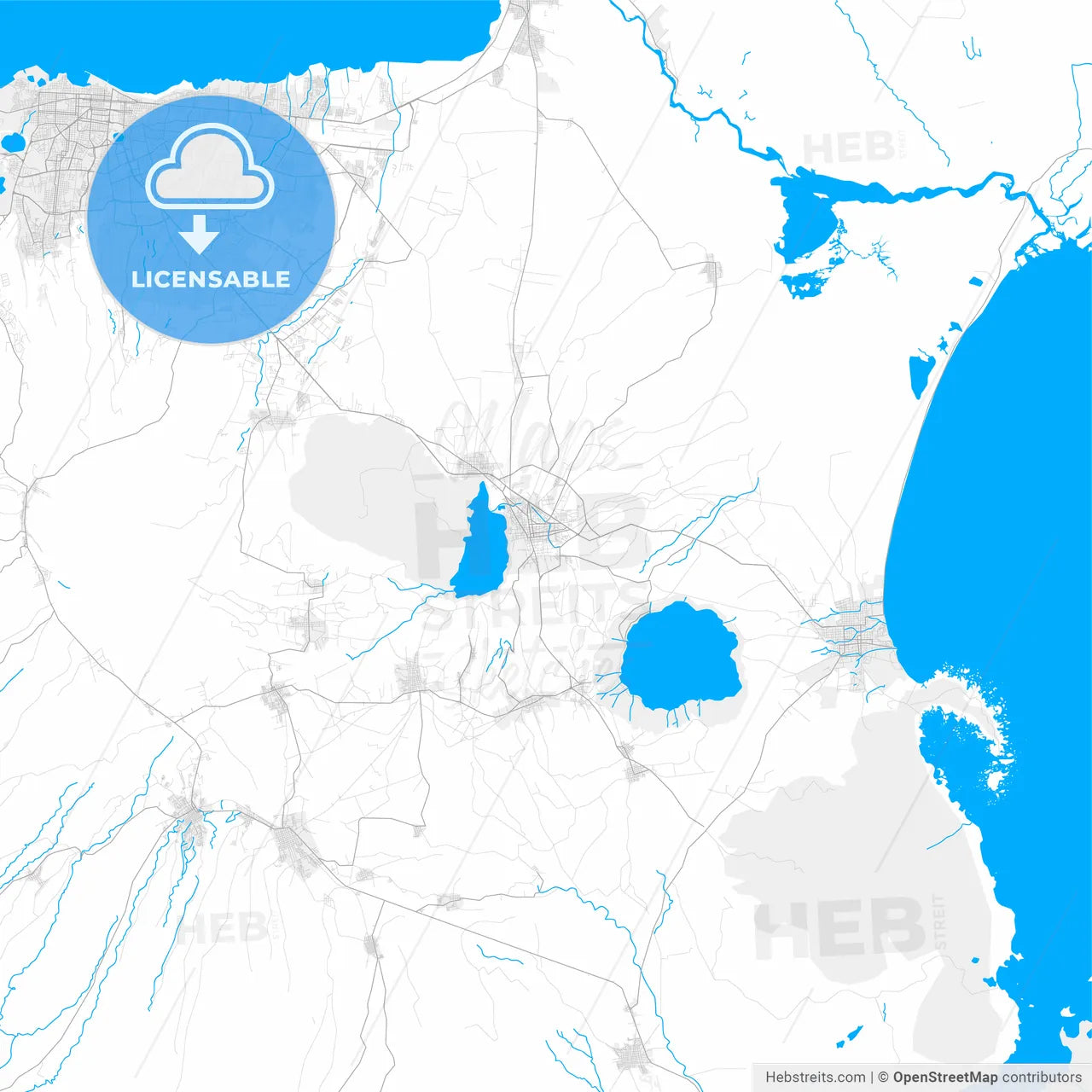 Rich detailed vector map of Masaya, Masaya, Nicaragua
