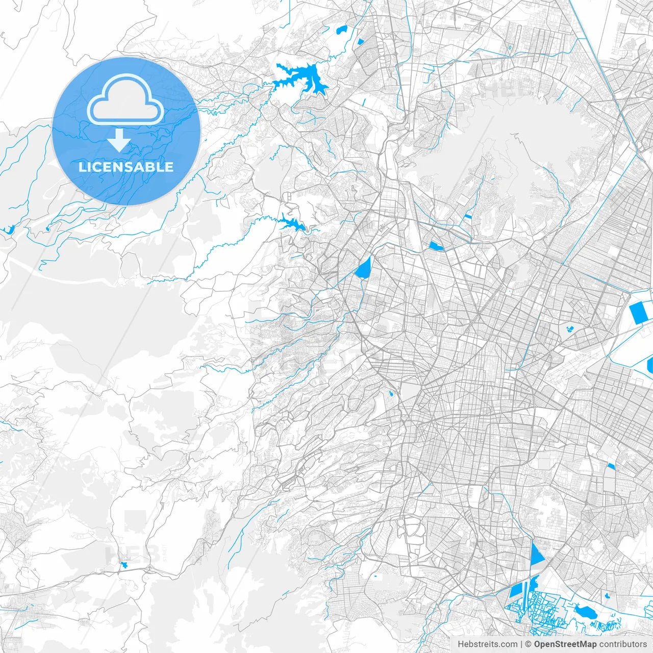 Rich detailed vector map of Naucalpan, México, Mexico