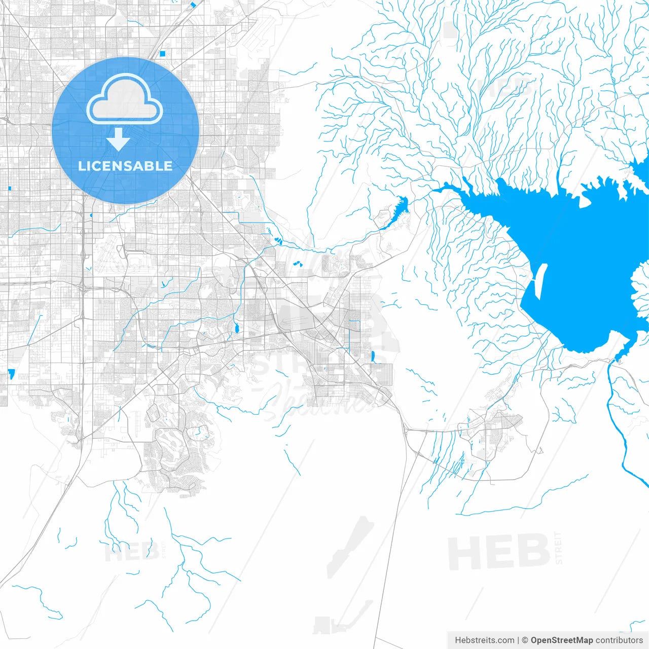 Rich detailed vector map of Henderson, Nevada, U.S.A.