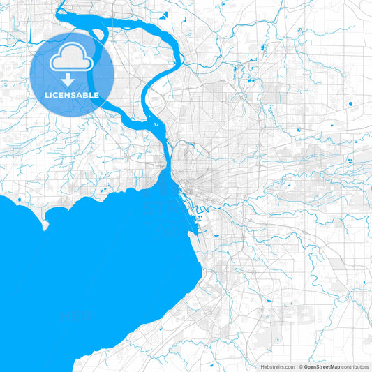 Rich detailed vector map of Buffalo, New York, U.S.A.