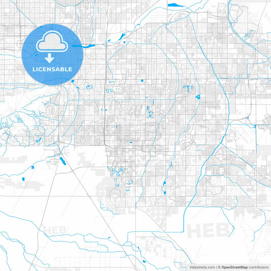 Rich detailed vector map of Chandler, Arizona, U.S.A.