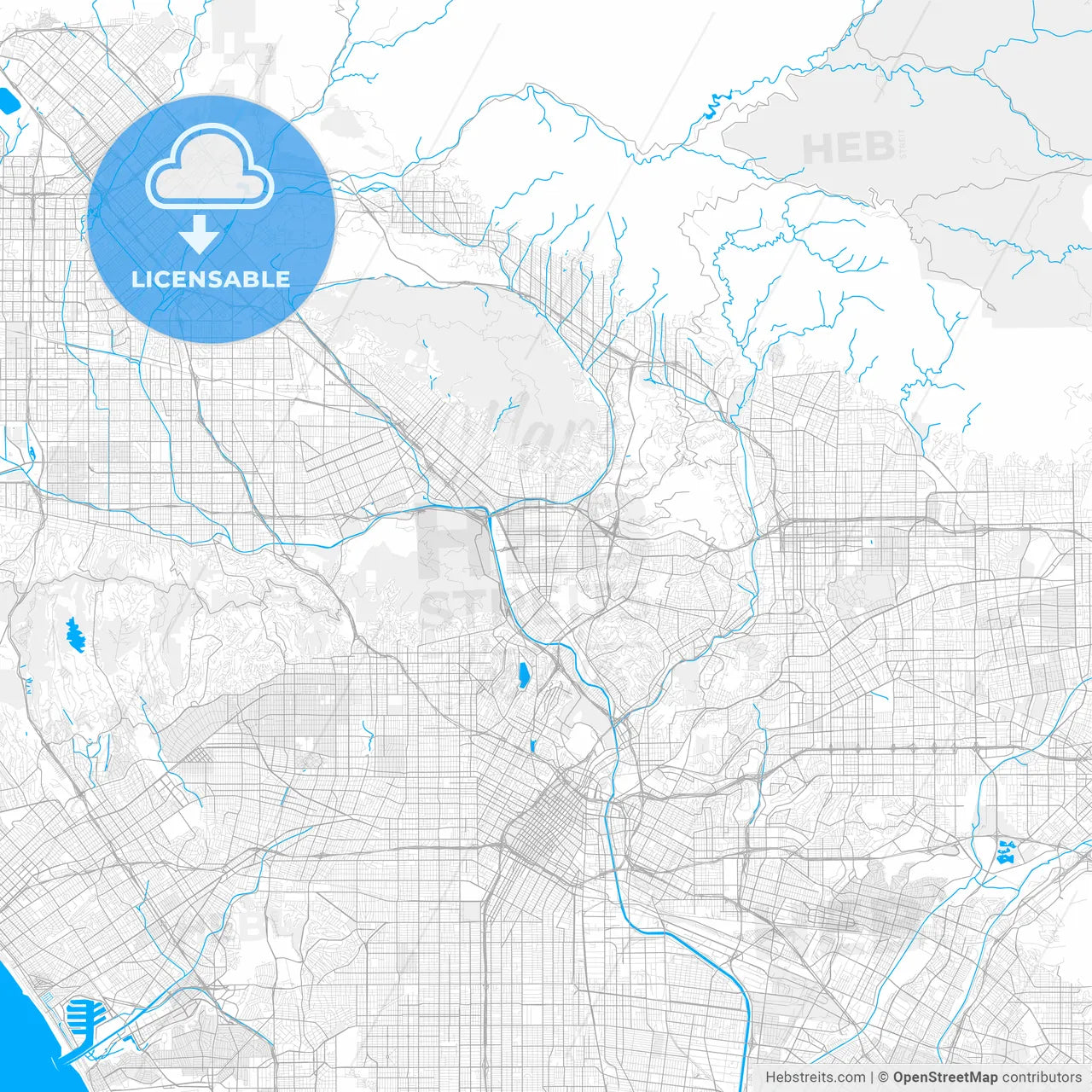 Rich detailed vector map of Glendale, Arizona, U.S.A.