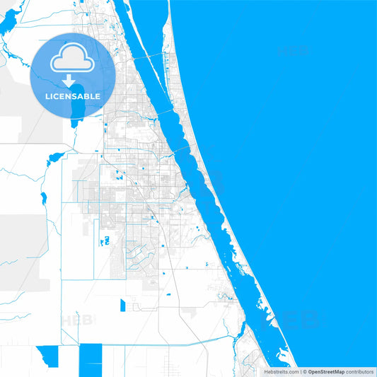 Rich detailed vector map of Palm Bay, Florida, USA