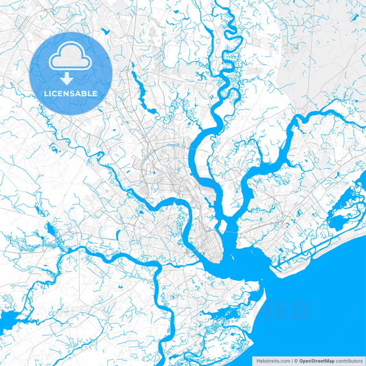 Rich detailed vector map of North Charleston, South Carolina, USA