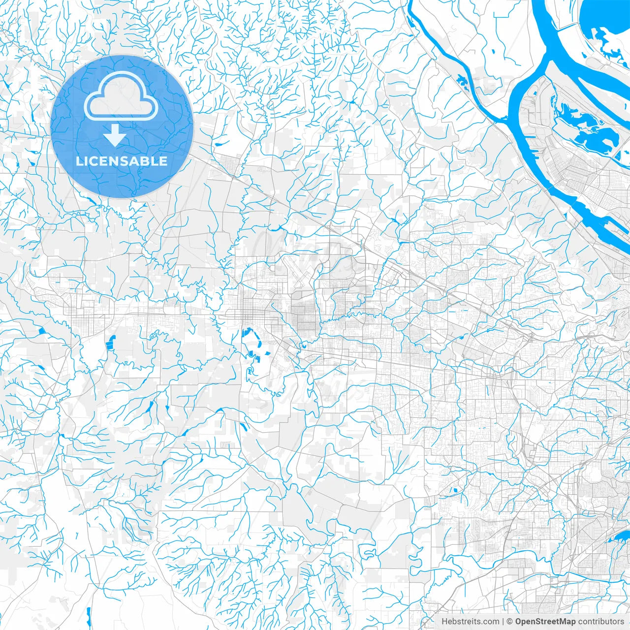 Rich detailed vector map of Hillsboro, Oregon, USA