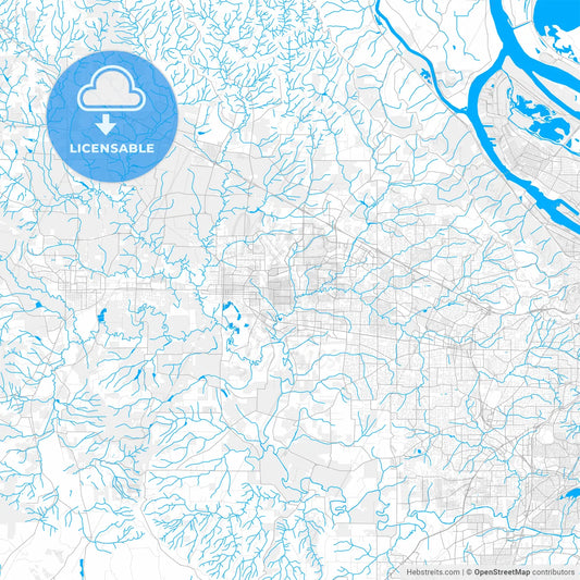 Rich detailed vector map of Hillsboro, Oregon, USA